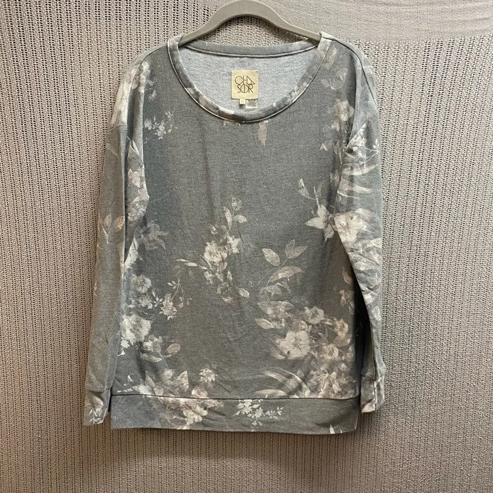 chasor purple and gray floral long sleeve shirt